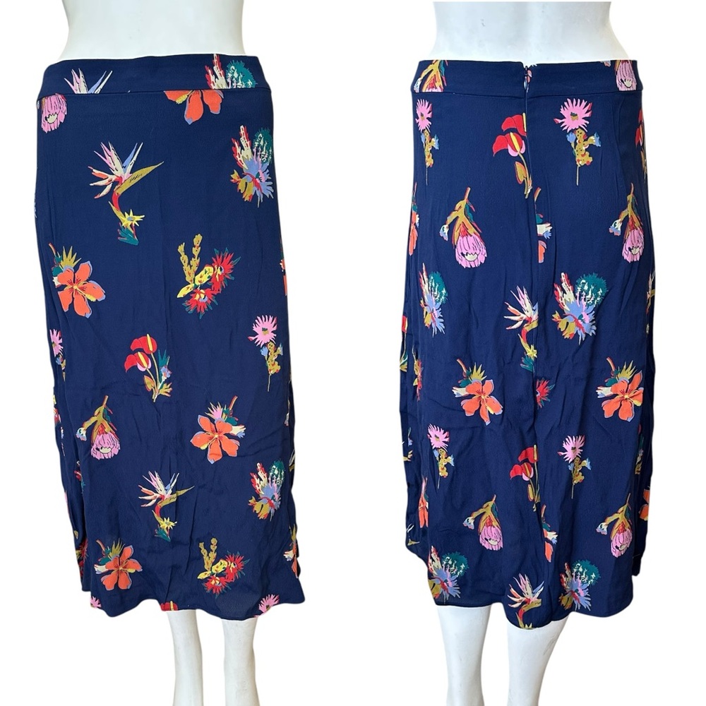 Madewell Atrium Midi Skirt in Bird of Paradise Floral Modest Size 8